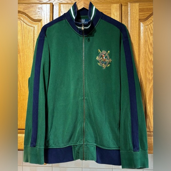 Polo Ralph Lauren Other - Polo Ralph Lauren Green and Navy Crest Track Jacket Men’s XL